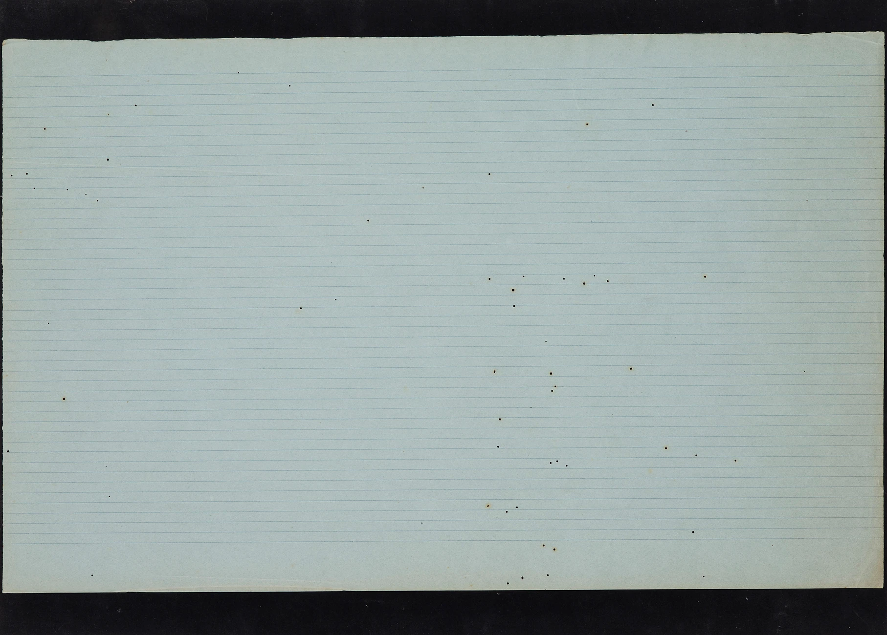 #5 Preparar papéis, Prado, papel 25 linhas com marca de água -PRADO- com furos de Lepisma saccharina colado em papel de veludo, 49,5x69,5cm, 2015-Rui-Horta-Pereira