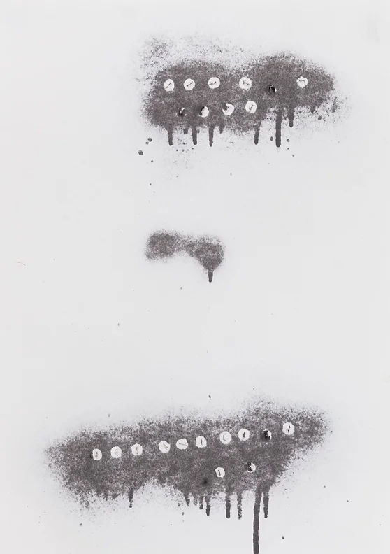 Eco-#4 Um excerto, Spray sobre papel furado, 42x29,5cm, 2015-Rui-Horta-Pereira