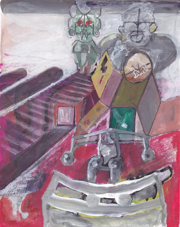 Espectro-e-convulsão-#11 Espectro e convulsão, Guache, tinta da china, grafite e cera sobre papel, 21x15cm, 2015-Rui-Horta-Pereira