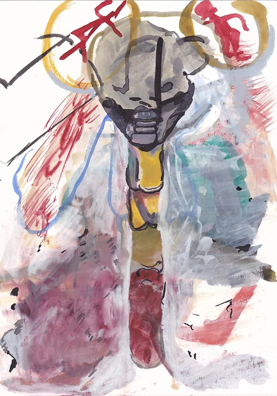 Espectro-e-convulsão-#18 Espectro e convulsão, Guache, tinta da china, grafite e cera sobre papel, 21x15cm, 2015-Rui-Horta-Pereira