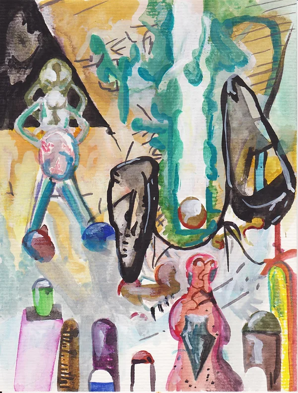 Espectro-e-convulsão-#33 Espectro e convulsão, Guache, tinta da china, grafite e cera sobre papel, 19,5x15cm, 2015-Rui-Horta-Pereira