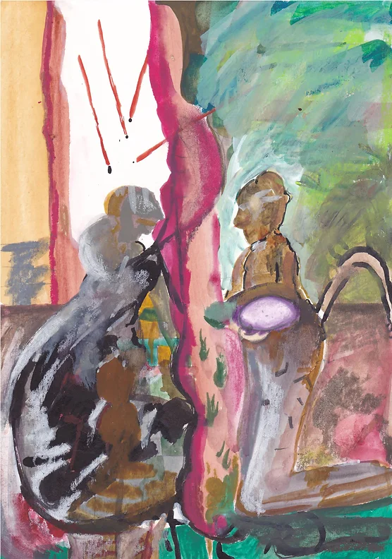 Espectro-e-convulsão-#8 Espectro e convulsão, Guache, tinta da china, grafite e cera sobre papel, 21x15cm, 2015-Rui-Horta-Pereira