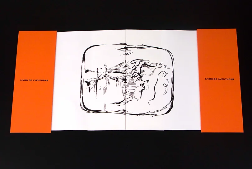 Livro de Aventuras #3, Tinta da china sobre papel, folio com duas abas forradas em tecido, com caixa, fechado 45x18x3cm aberto 45x180x0,5cm, 2008-Rui-Horta-Pereira